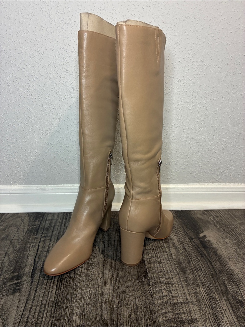 Marc Fisher Beige Knee-High Block Heel Boots